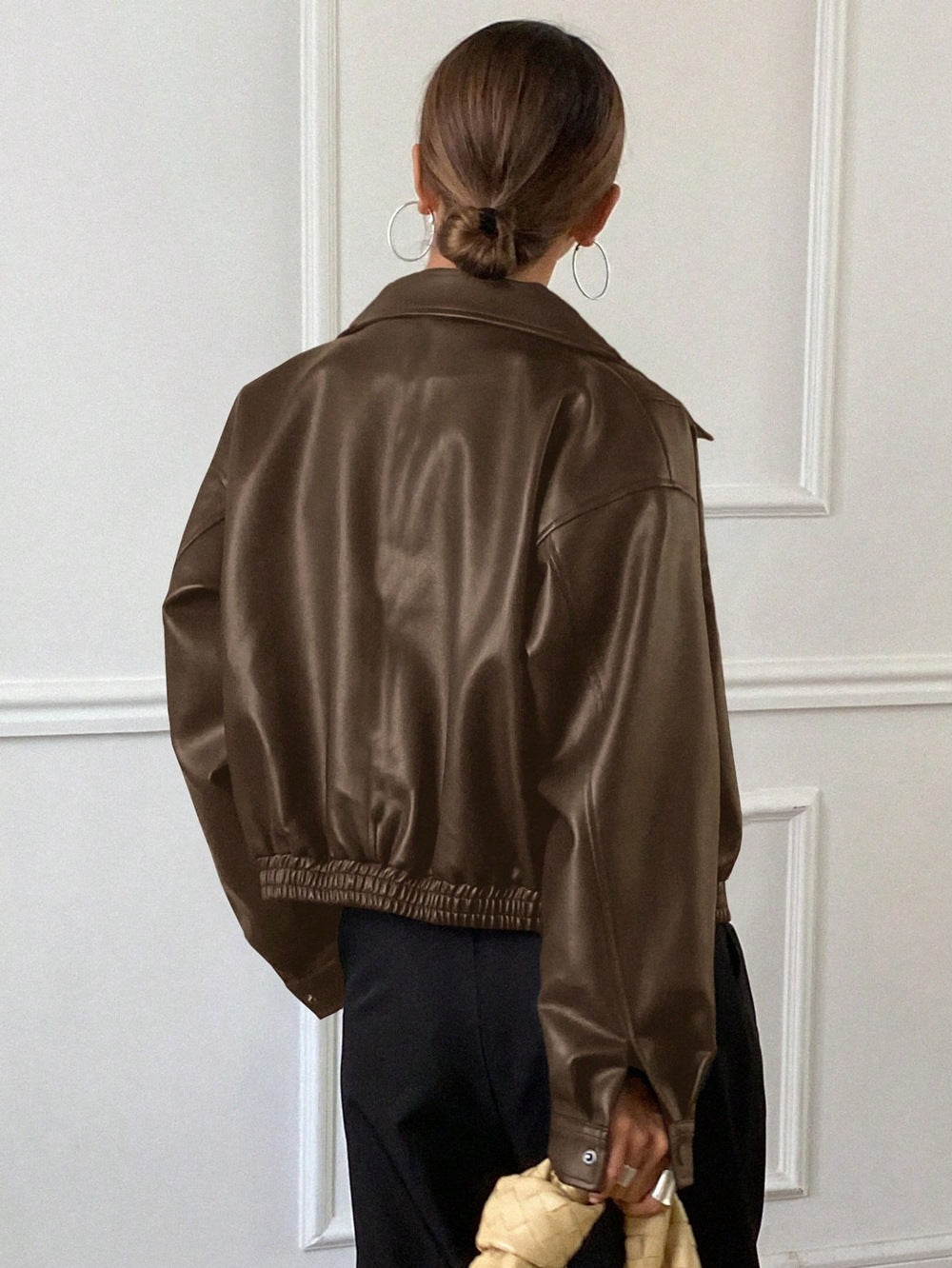 Minimalist Leather Zip Jacket