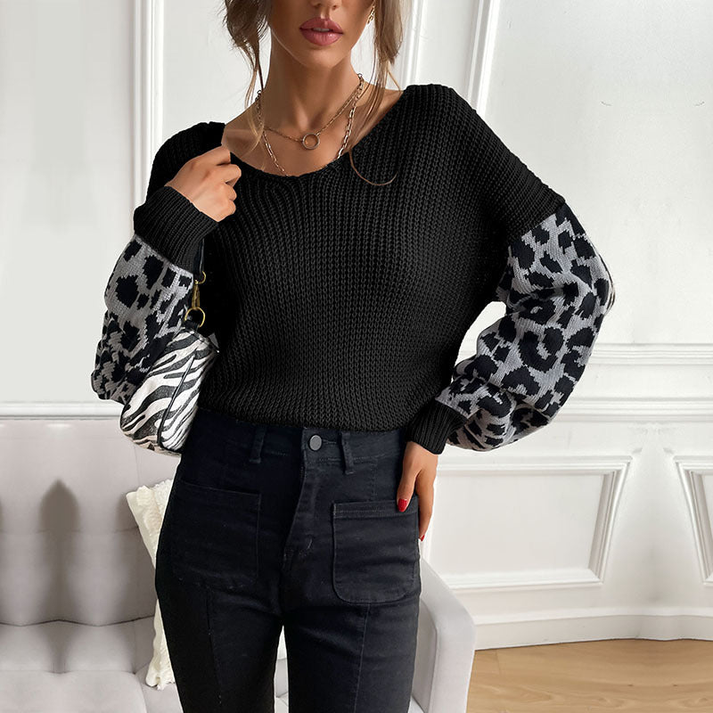 Leopard Sleeve Sweater