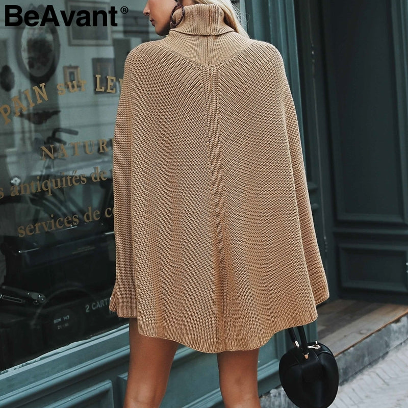 Oversized Roll-Neck Poncho