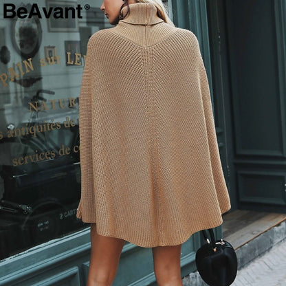Oversized Roll-Neck Poncho