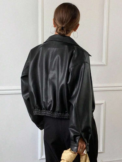 Minimalist Leather Zip Jacket