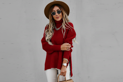 High Neck Knit Pullover