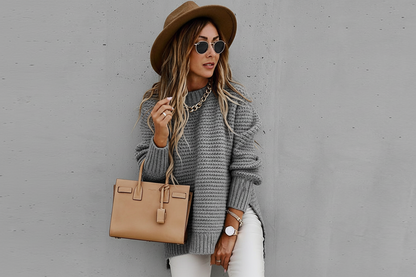 High Neck Knit Pullover